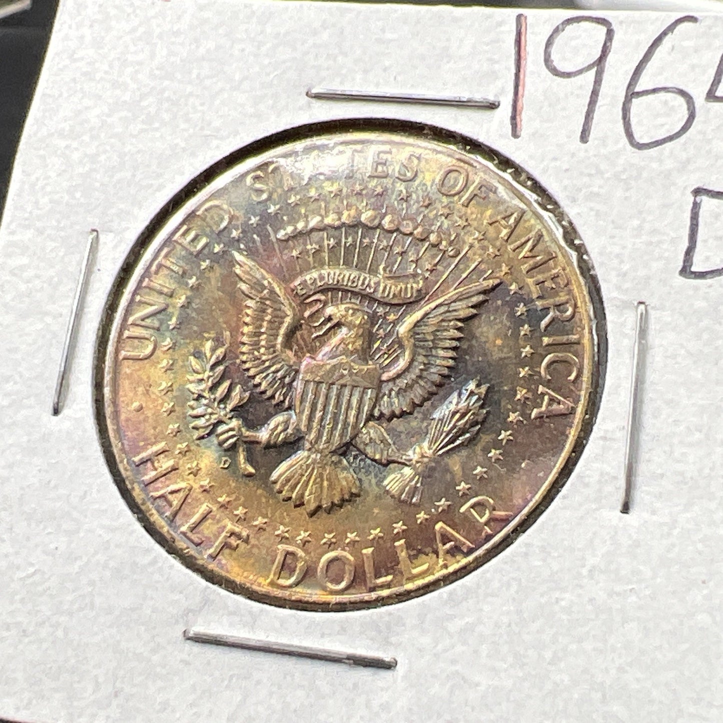 1964 D 50c Kennedy Half Dollar BU UNC Nice Toning Reverse