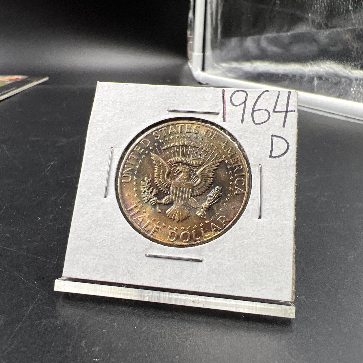 1964 D 50c Kennedy Half Dollar BU UNC Nice Toning Reverse