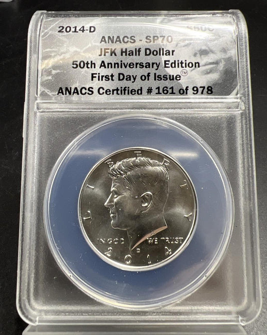 2014 D Kennedy JFK 50th Anniversary Edition Half Dollar Coin FDOI SP70 ANACS