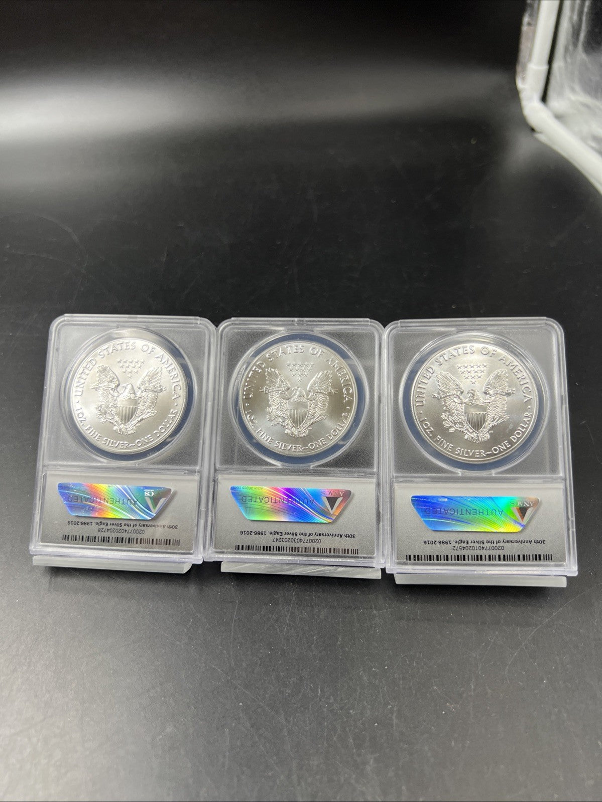 3 Coin 2016 W S P ASE Mint Mark Set 1 oz American Silver Eagle Coin ANACS MS69