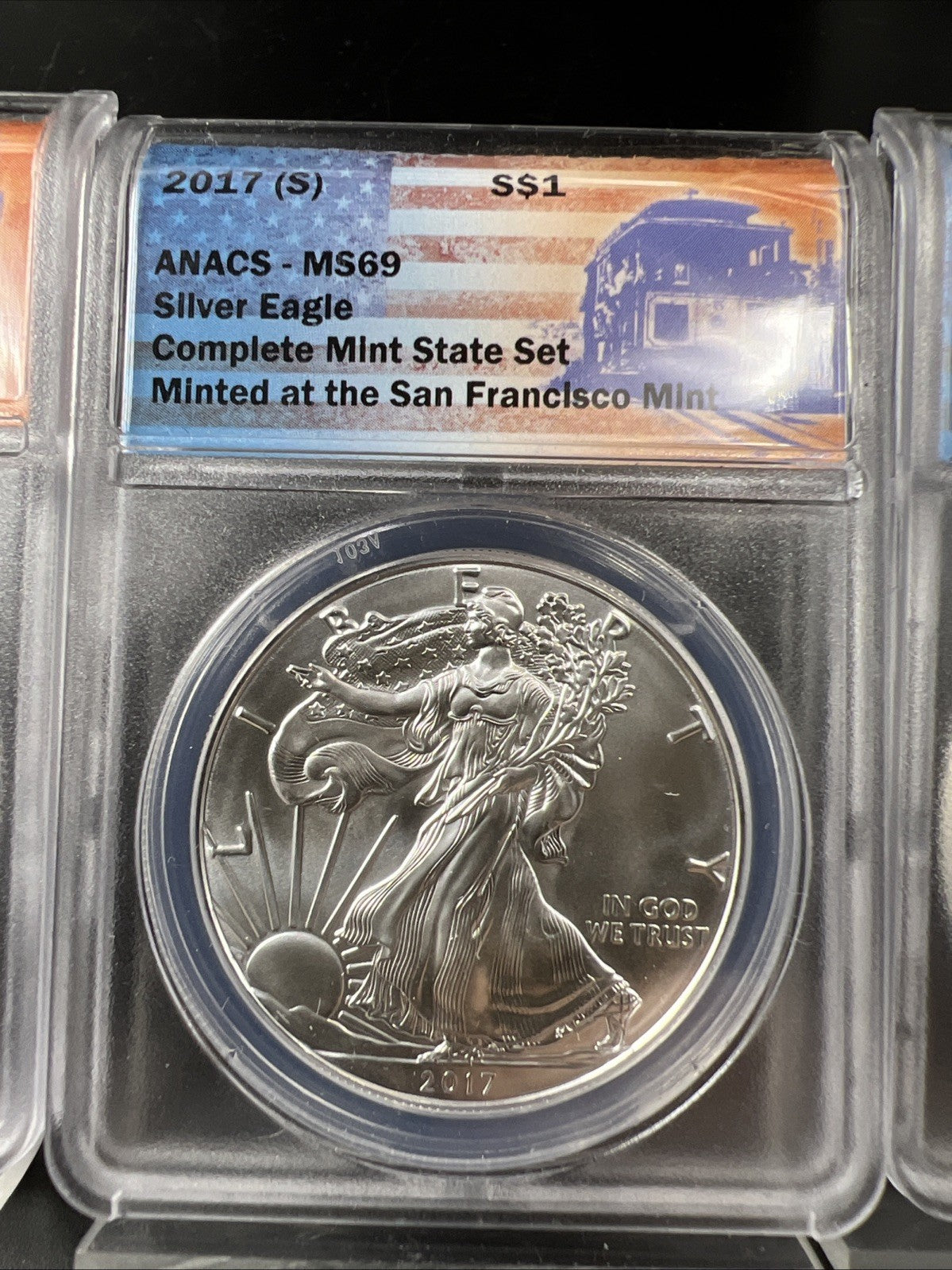 3 Coin 2017 W S P ASE Mint Mark Set 1 oz American Silver Eagle Coins ANACS MS69