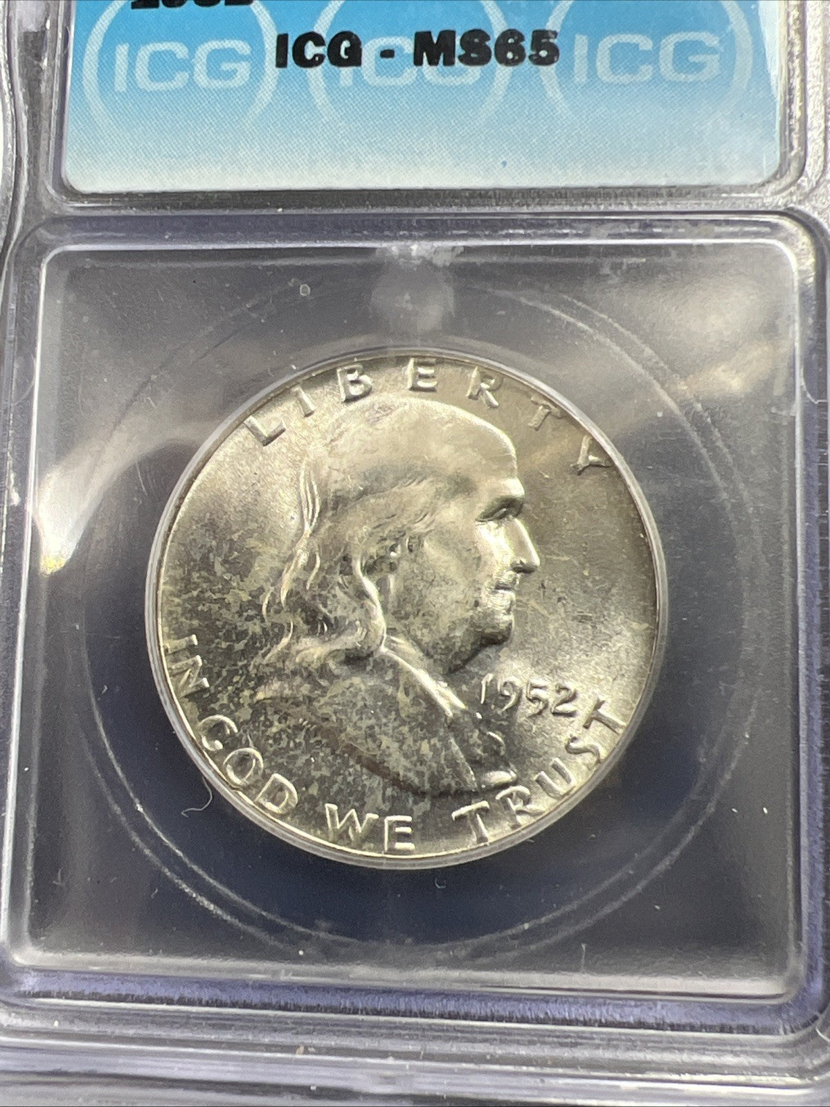 1952 P 50c Franklin Half Dollar Coin Gem BU Certified Some Toning MS65 ICG
