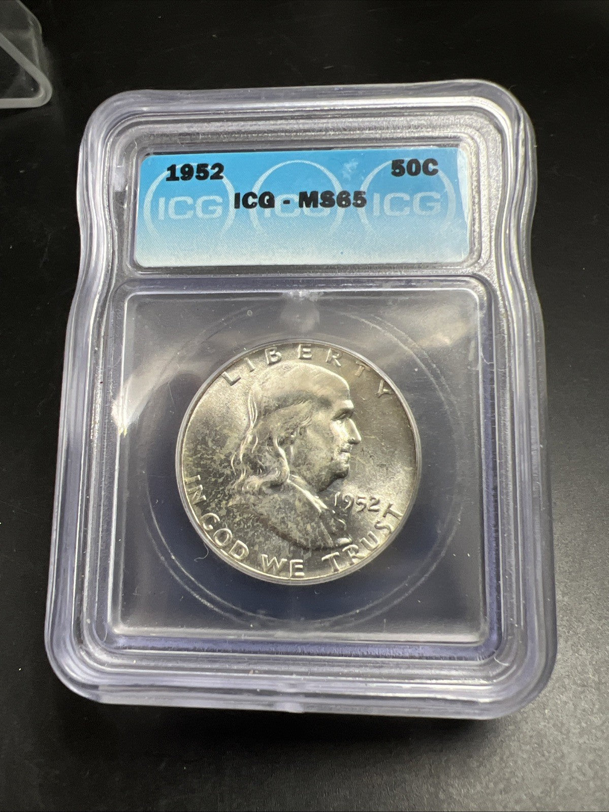 1952 P 50c Franklin Half Dollar Coin Gem BU Certified Some Toning MS65 ICG