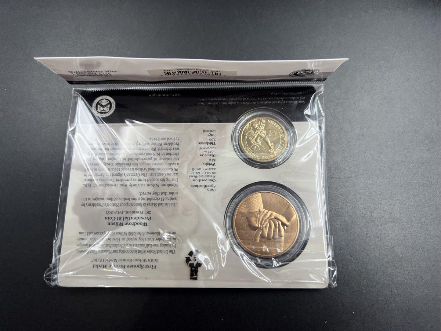 2013 Woodrow & Edith Wilson First Spouse $1 Presidential Coin & Medal Set OGP
