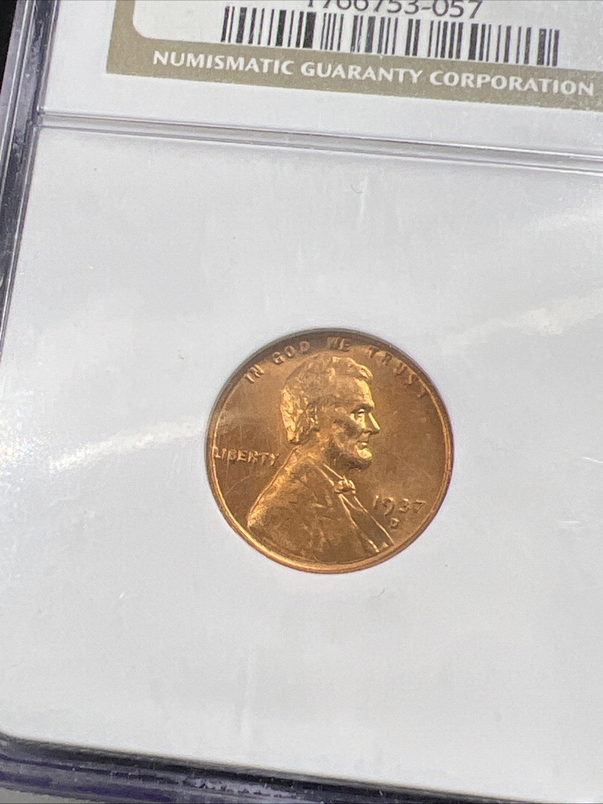 1937 D 1c Lincoln Wheat Cent Coin MS66 RD NGC #057 Gem BU UNC Certified