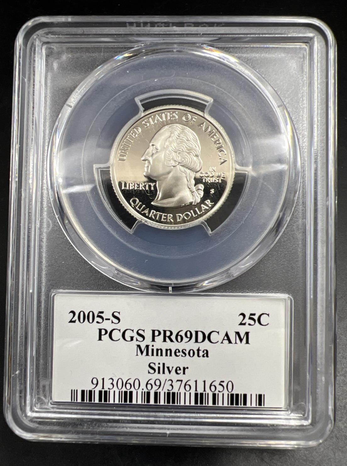 2005 S 25c Silver Minnesota Quarter Coin PCGS PR69 DCAM Flag Holder #650