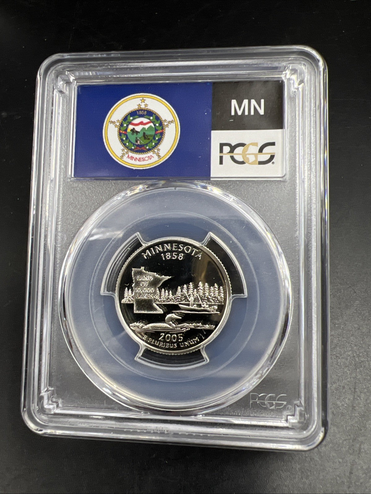 2005 S 25c Silver Minnesota Quarter Coin PCGS PR69 DCAM Flag Holder #650
