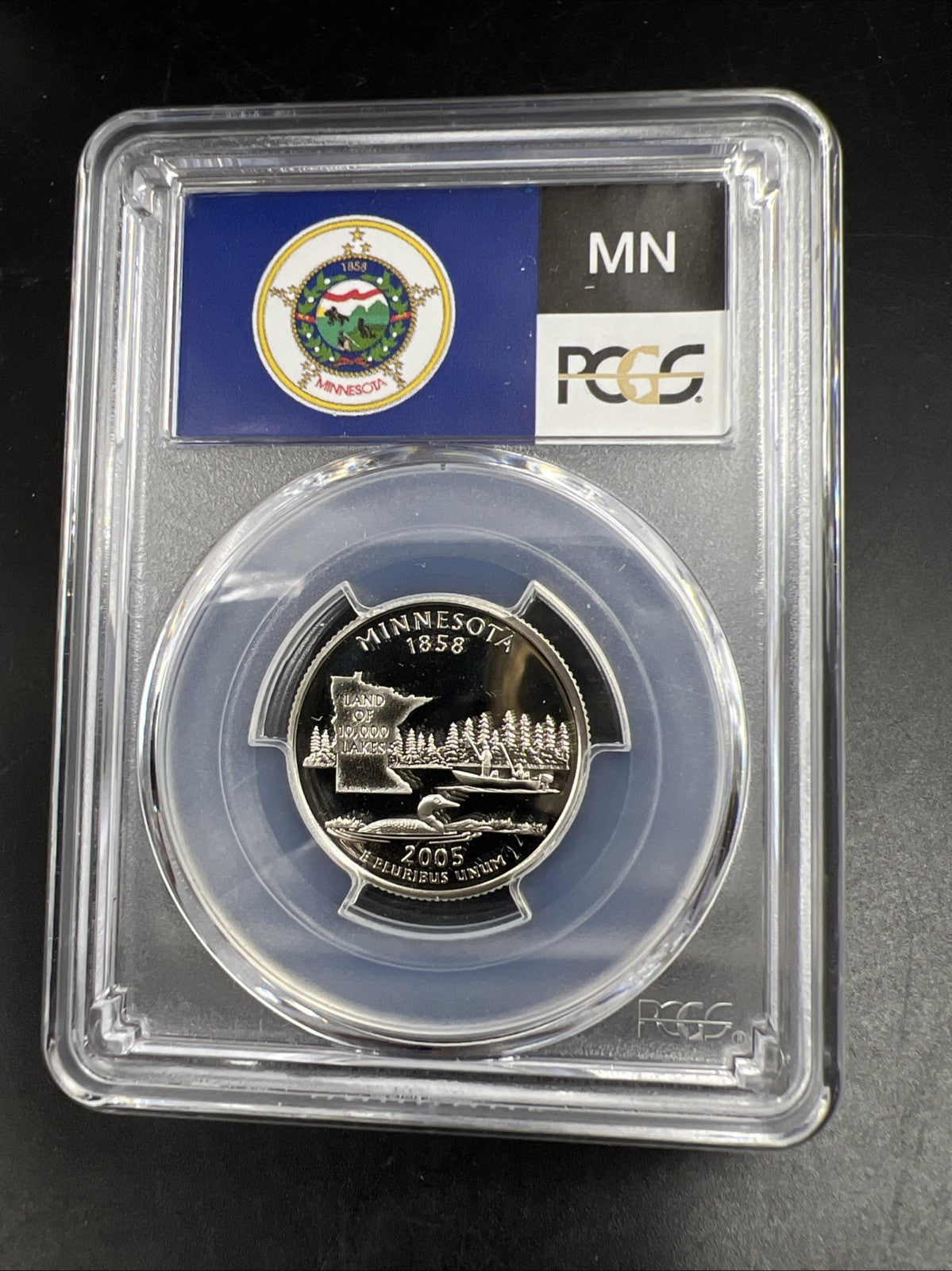 2005 S 25c Silver Minnesota Quarter Coin PCGS PR69 DCAM Flag Holder #650