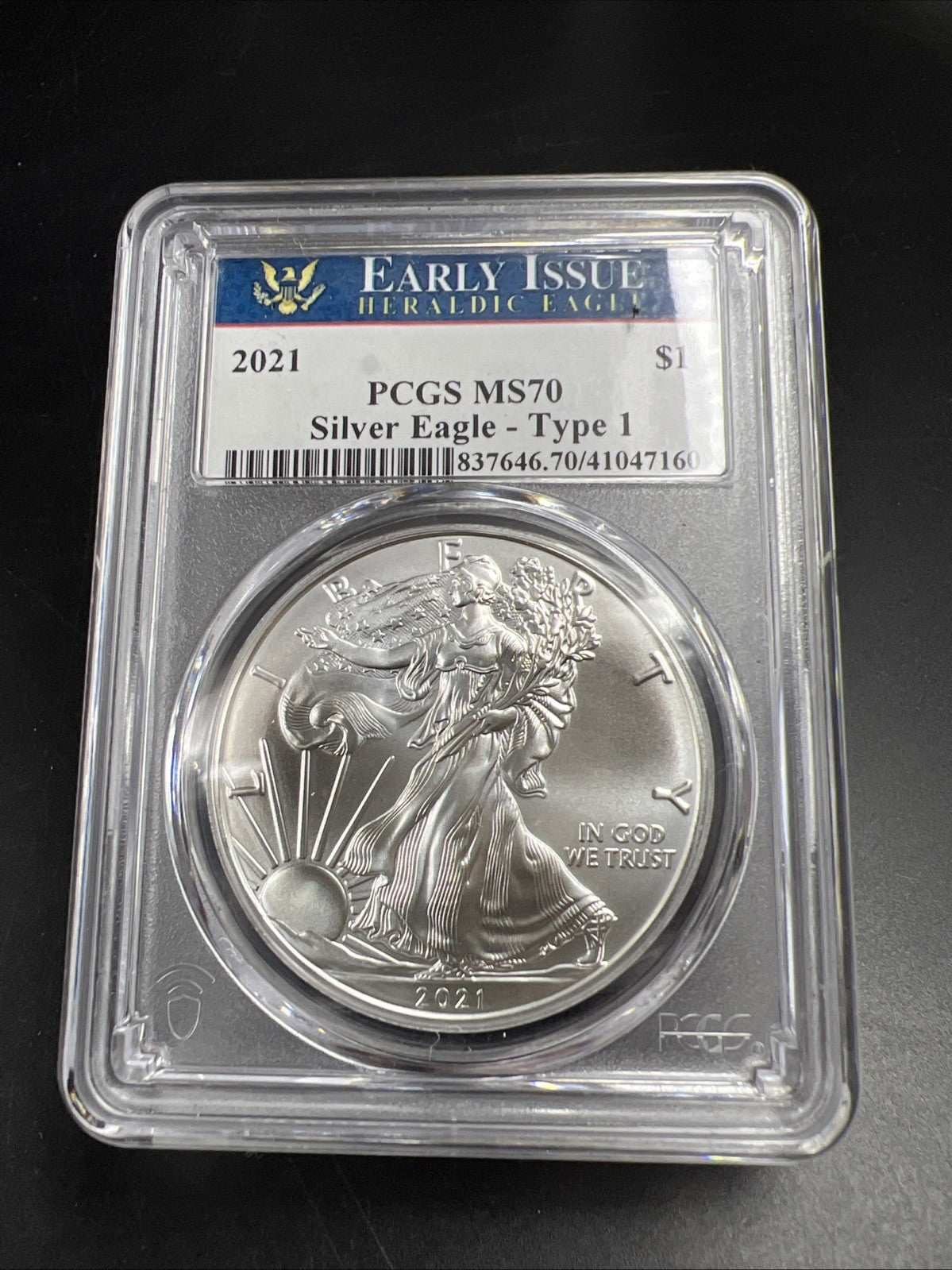 2021 Type 1 American Silver Eagle PCGS MS70 Early Issue Label #160
