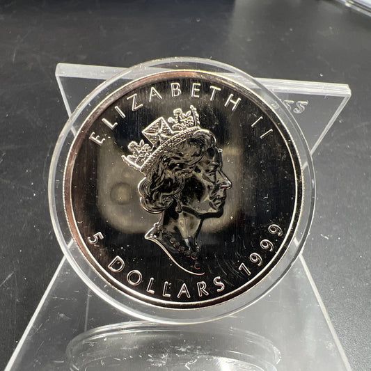 1999 1 oz Silver Maple Leaf Coin Gem UNC Reverse Enhanced & Colorized
