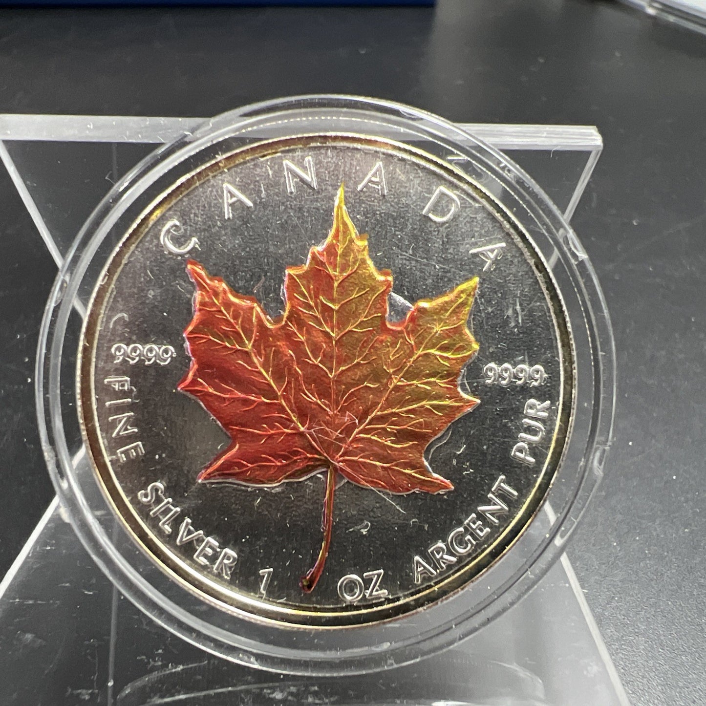 1999 1 oz Silver Maple Leaf Coin Gem UNC Reverse Enhanced & Colorized