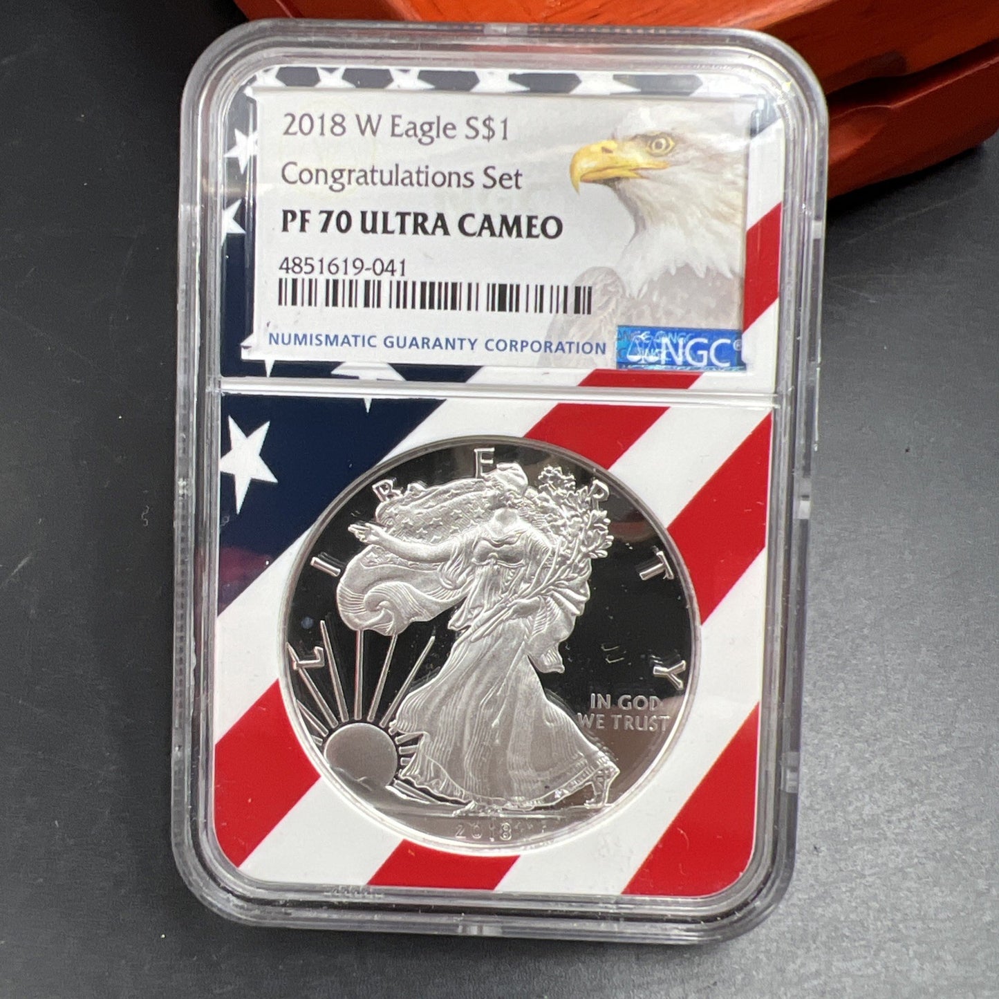 2018 W 1 oz American Silver Eagle Coin $1 NGC PF70 UCAM Congratulations Set USA
