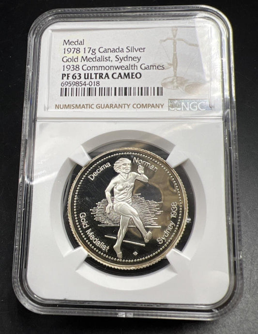 1978 Canada Commonwealth Games Gold Medalist Decima Norman Proof Token PF63 UCAM