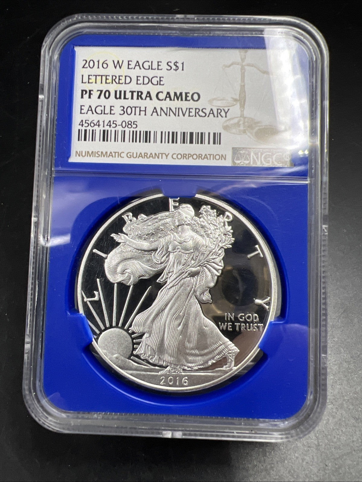 2016 W 1 Oz American Silver Eagle Coin Proof Lettered Edge PF70 UCAM NGC