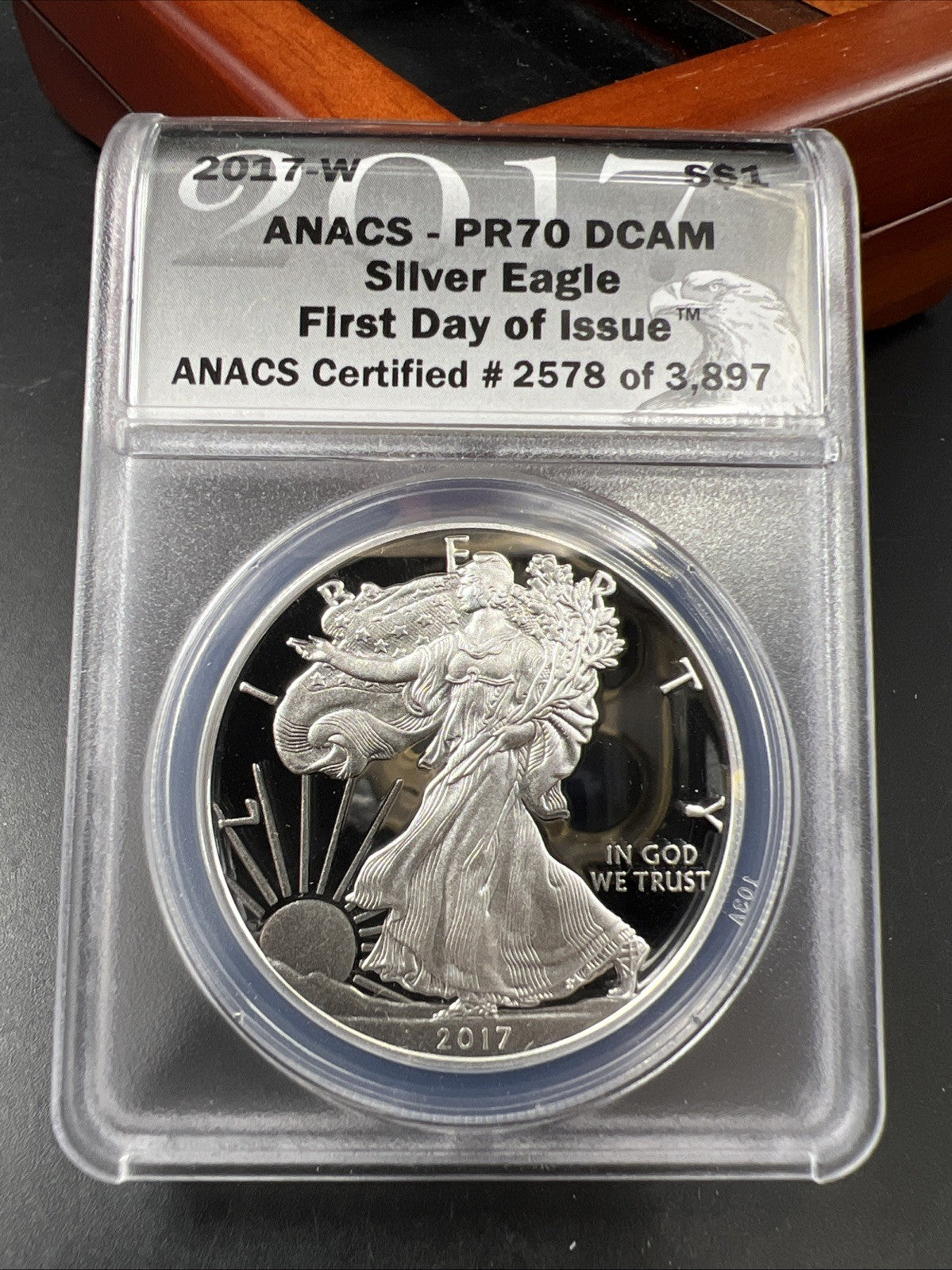 2017 W 1 Oz Proof ASE American Silver Eagle Coin ANACS PR70 DCAM w/ Box