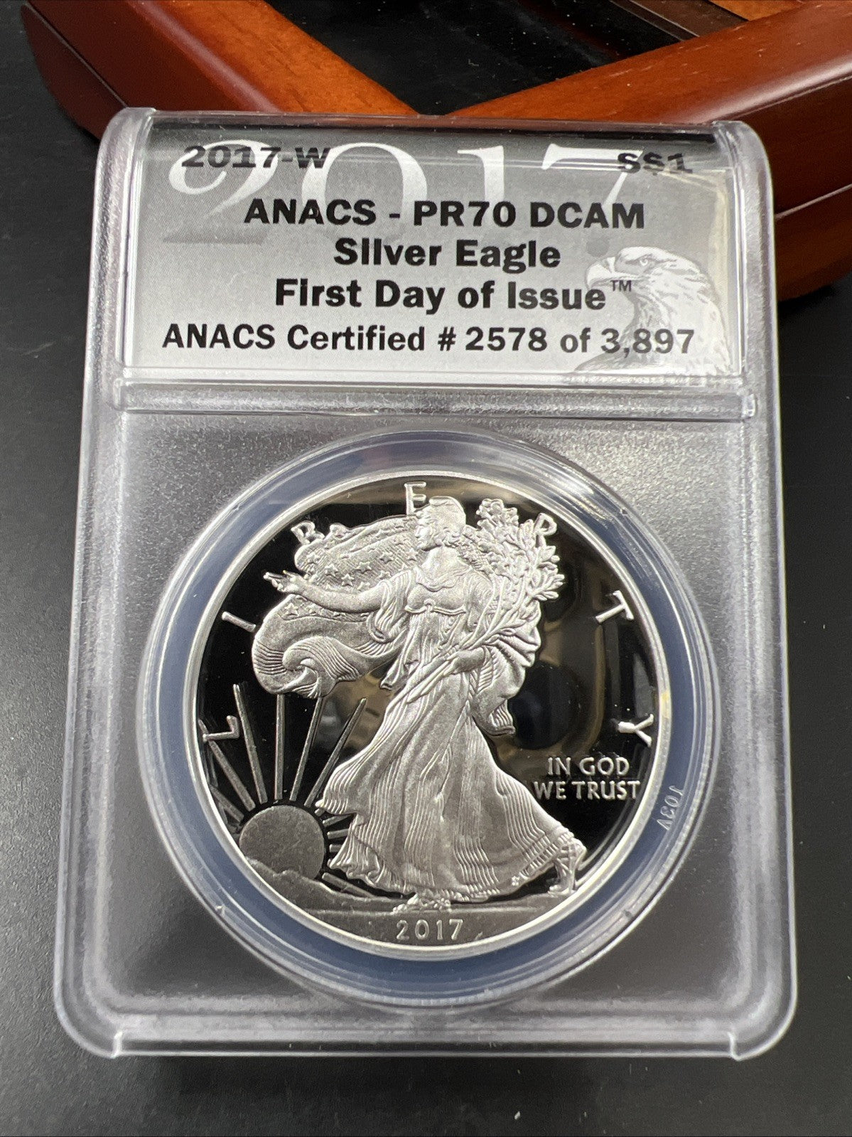 2017 W 1 Oz Proof ASE American Silver Eagle Coin ANACS PR70 DCAM w/ Box