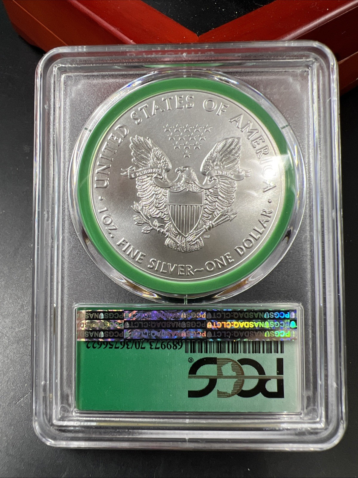 2019 1 oz ASE American Silver Eagle Coin MS70 PCGS Green Monster Box Holder