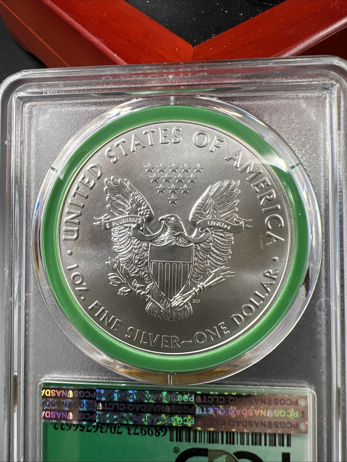 2019 1 oz ASE American Silver Eagle Coin MS70 PCGS Green Monster Box Holder