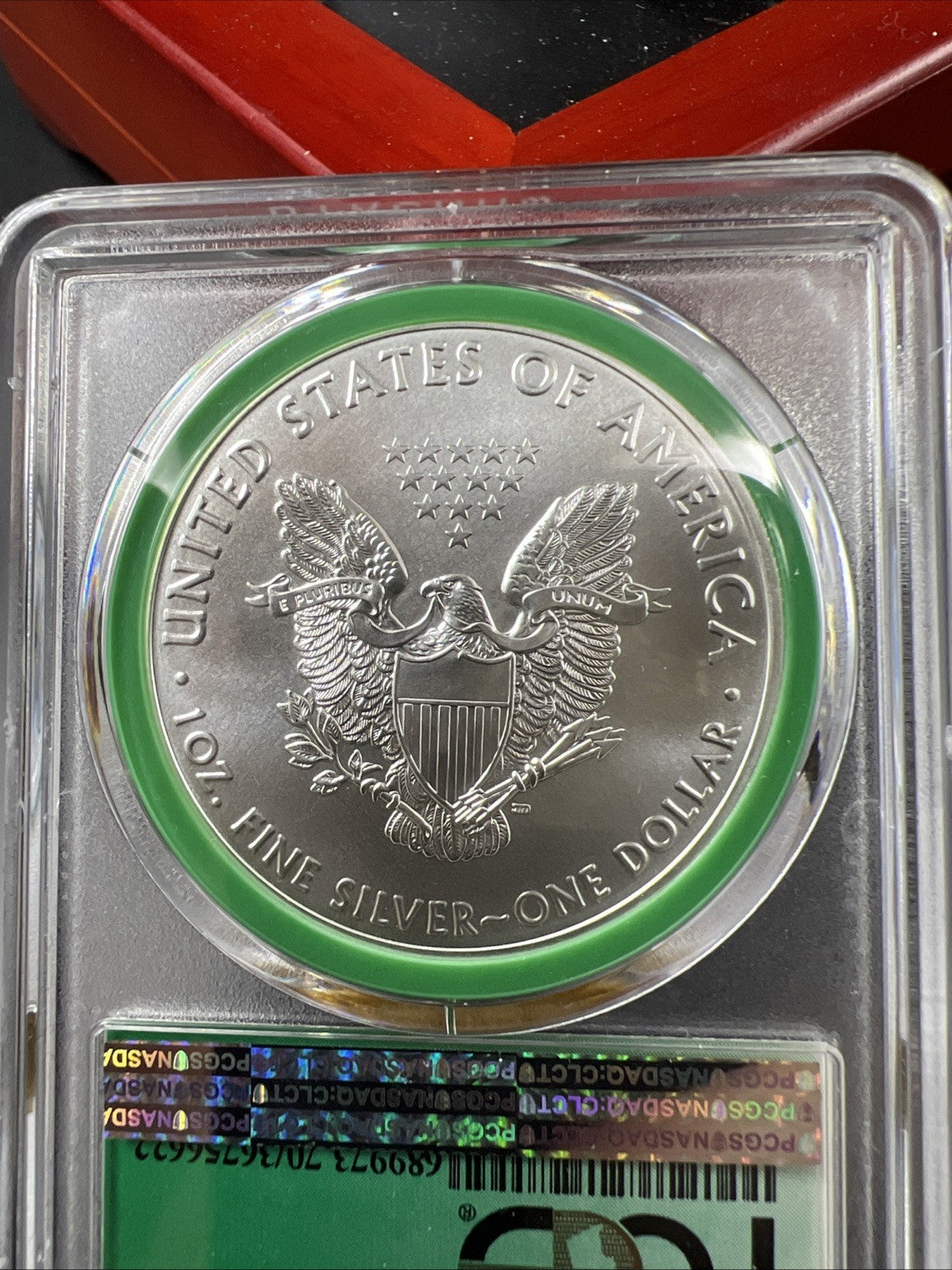 2019 1 oz ASE American Silver Eagle Coin MS70 PCGS Green Monster Box Holder
