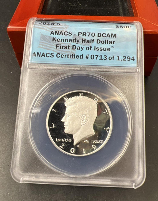 2019 S 50c Kennedy Copper Nickel Half Dollar Coin PR70 DCAM ANACS #0713/1294