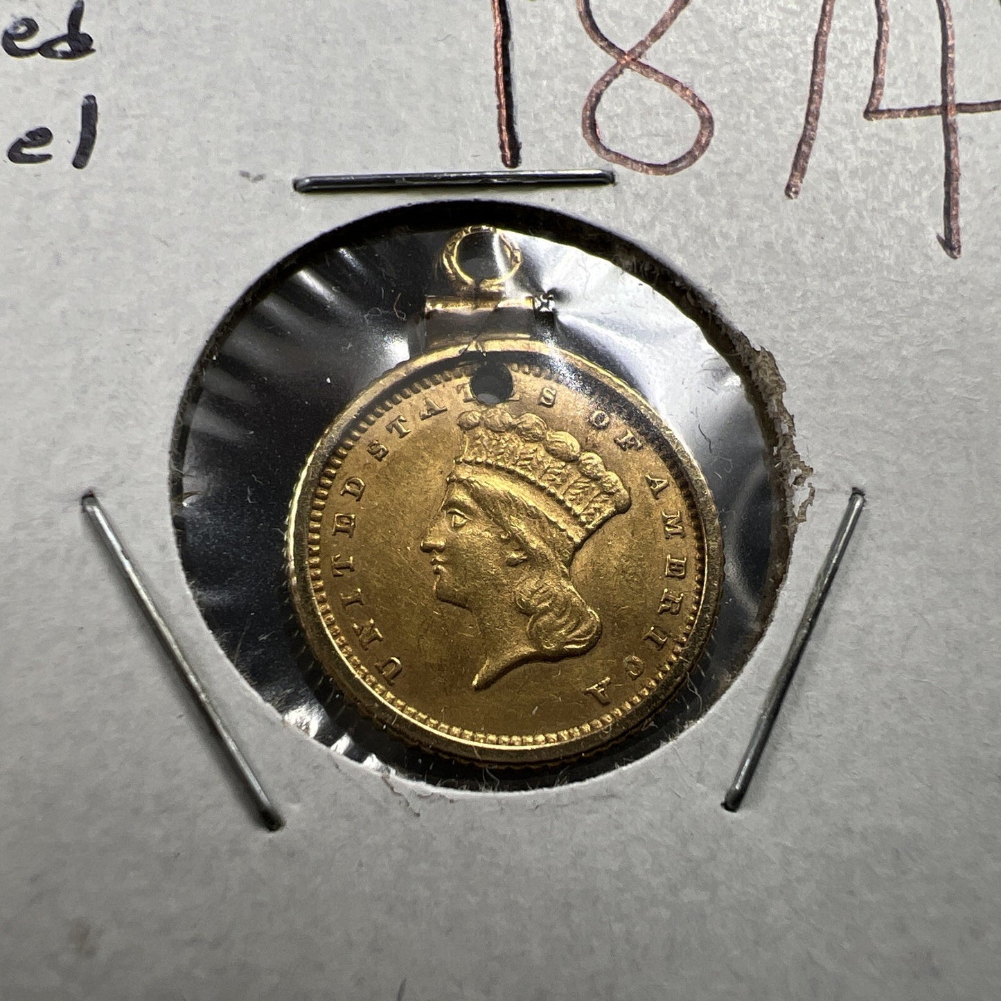 1874 G$1 Gold $1 Princess Head Dollar Coin AU Details Damaged Jewelry SKU#C