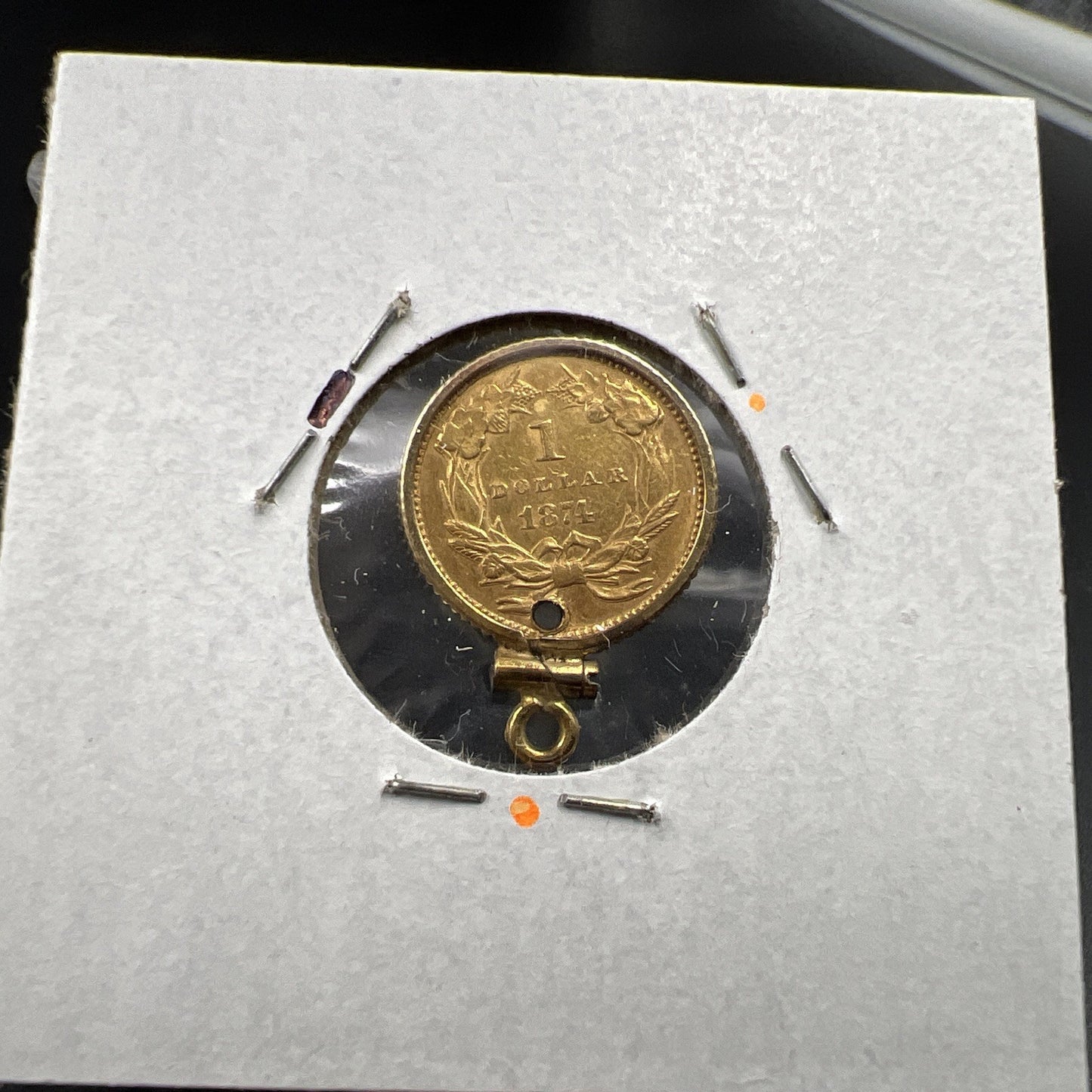 1874 G$1 Gold $1 Princess Head Dollar Coin AU Details Damaged Jewelry SKU#C