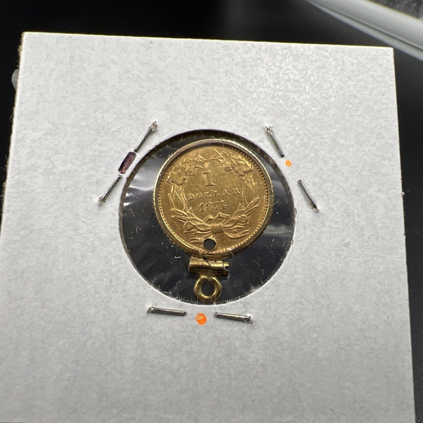 1874 G$1 Gold $1 Princess Head Dollar Coin AU Details Damaged Jewelry SKU#C