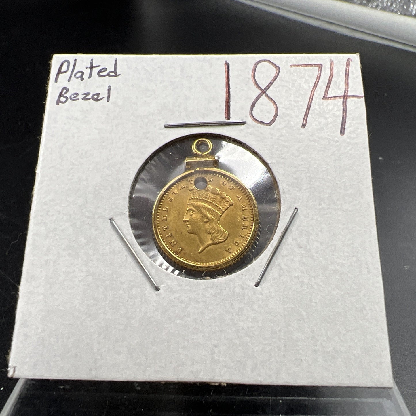 1874 G$1 Gold $1 Princess Head Dollar Coin AU Details Damaged Jewelry SKU#B