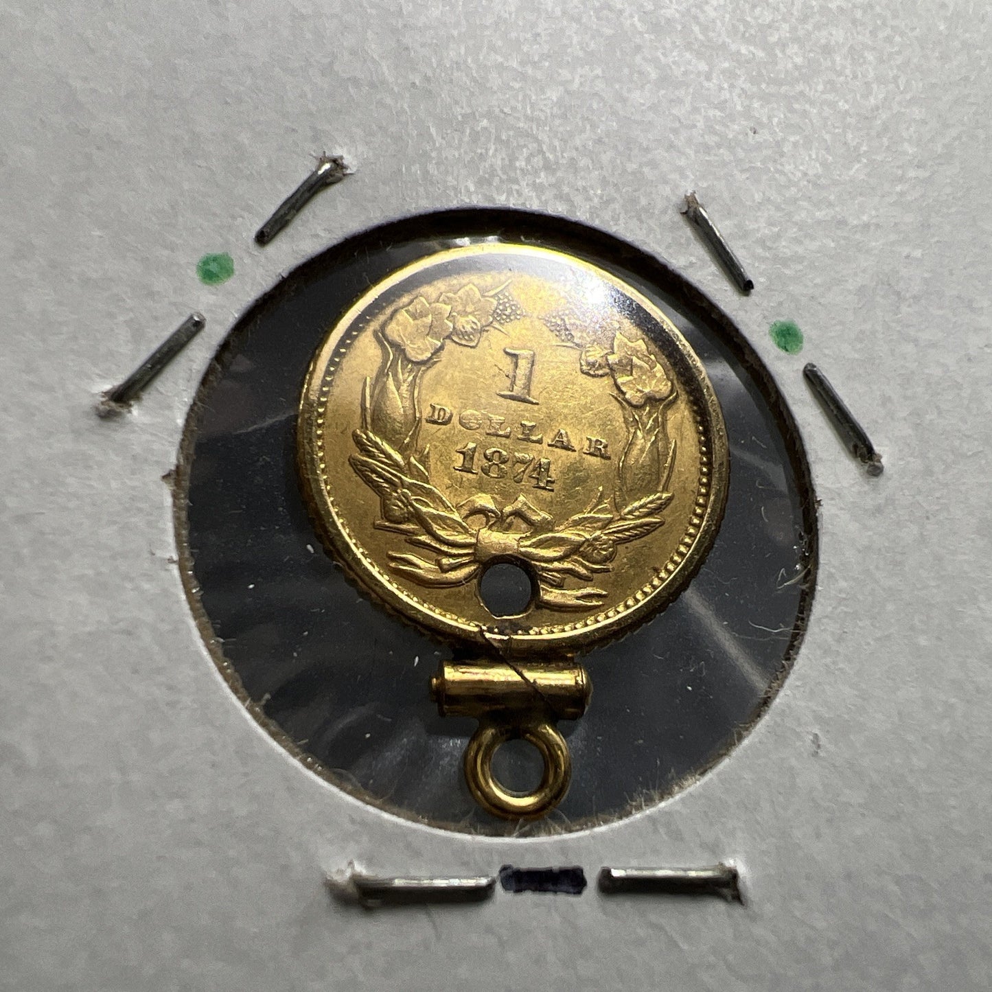 1874 G$1 Gold $1 Princess Head Dollar Coin AU Details Damaged Jewelry SKU#B