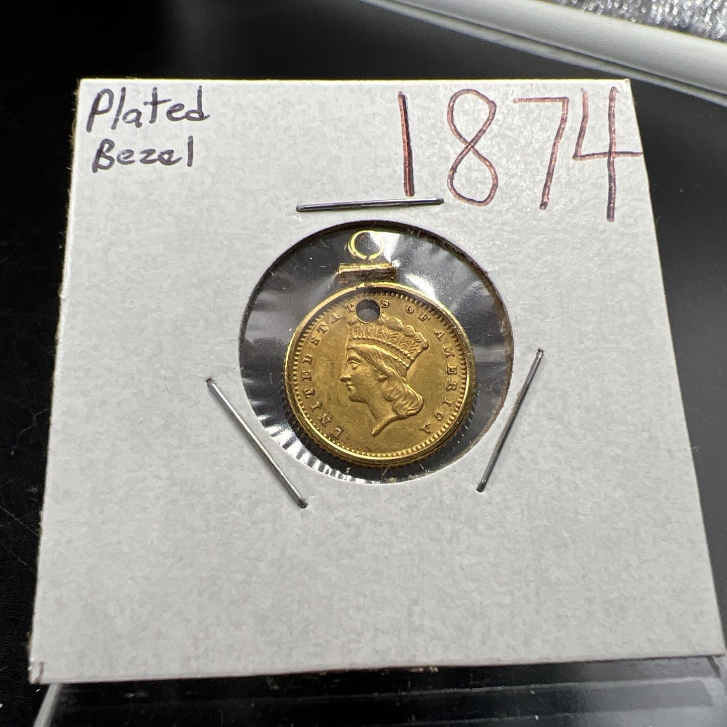 1874 G$1 Gold $1 Princess Head Dollar Coin AU Details Damaged Jewelry SKU#B