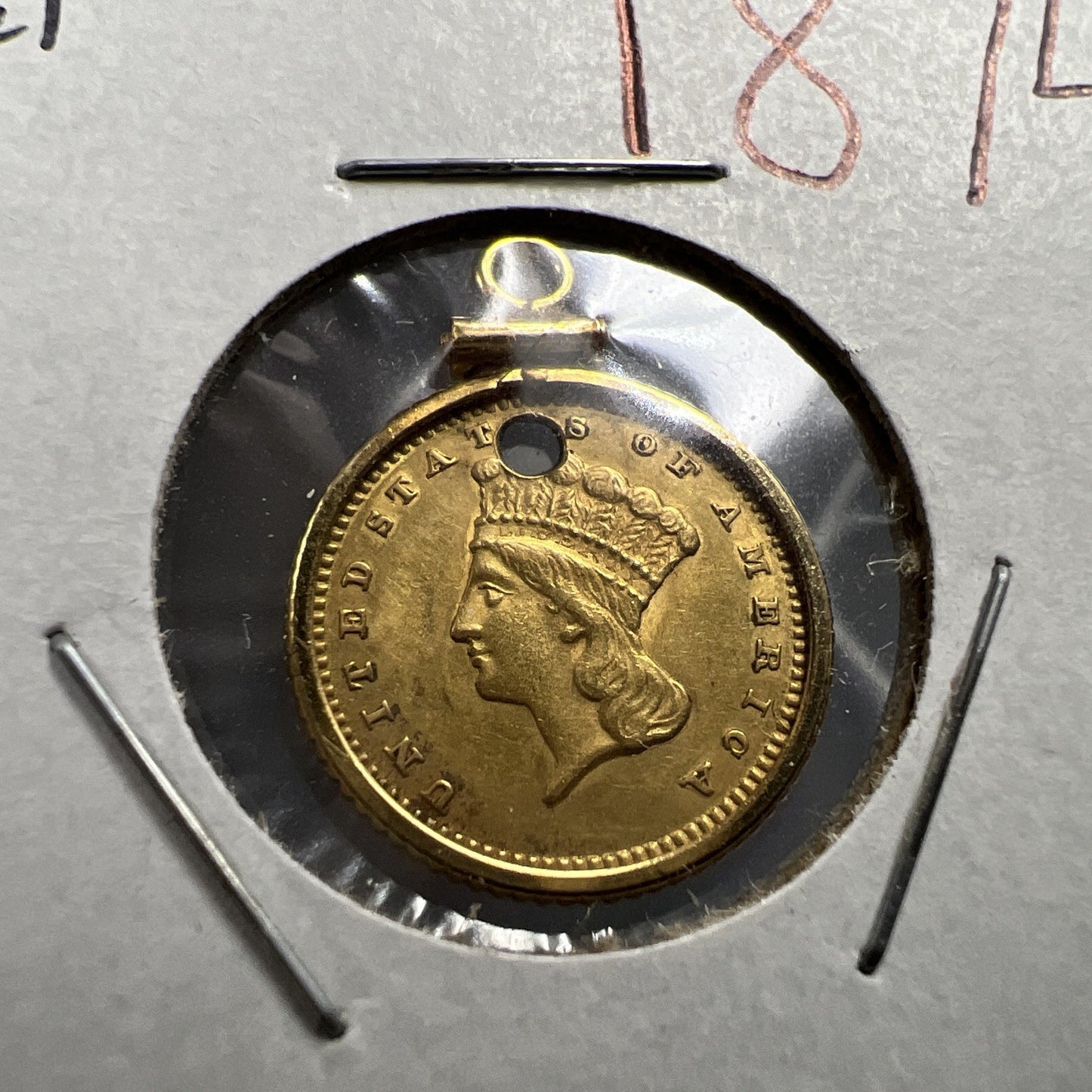 1874 G$1 Gold $1 Princess Head Dollar Coin AU Details Damaged Jewelry SKU#B