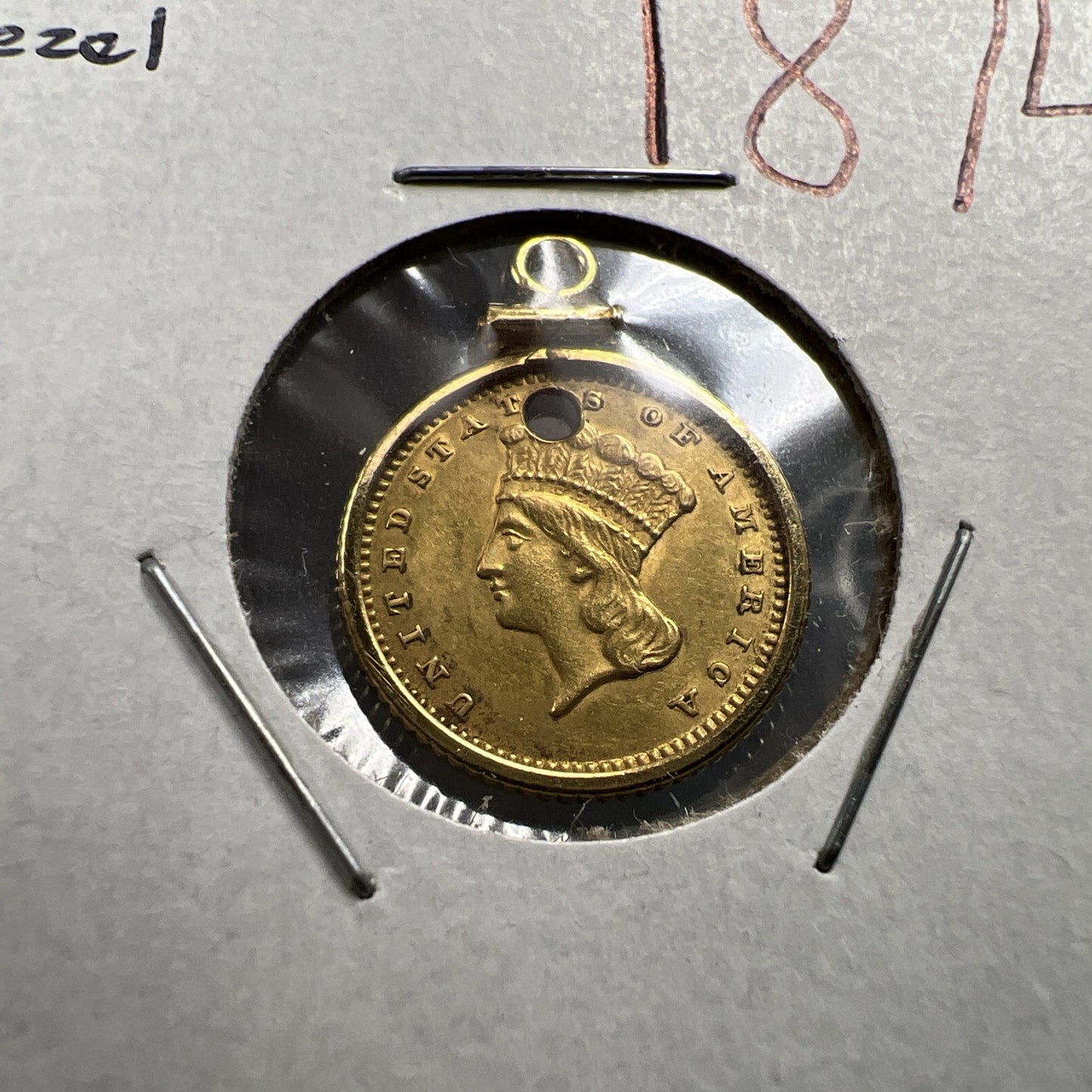 1874 G$1 Gold $1 Princess Head Dollar Coin AU Details Damaged Jewelry SKU#B