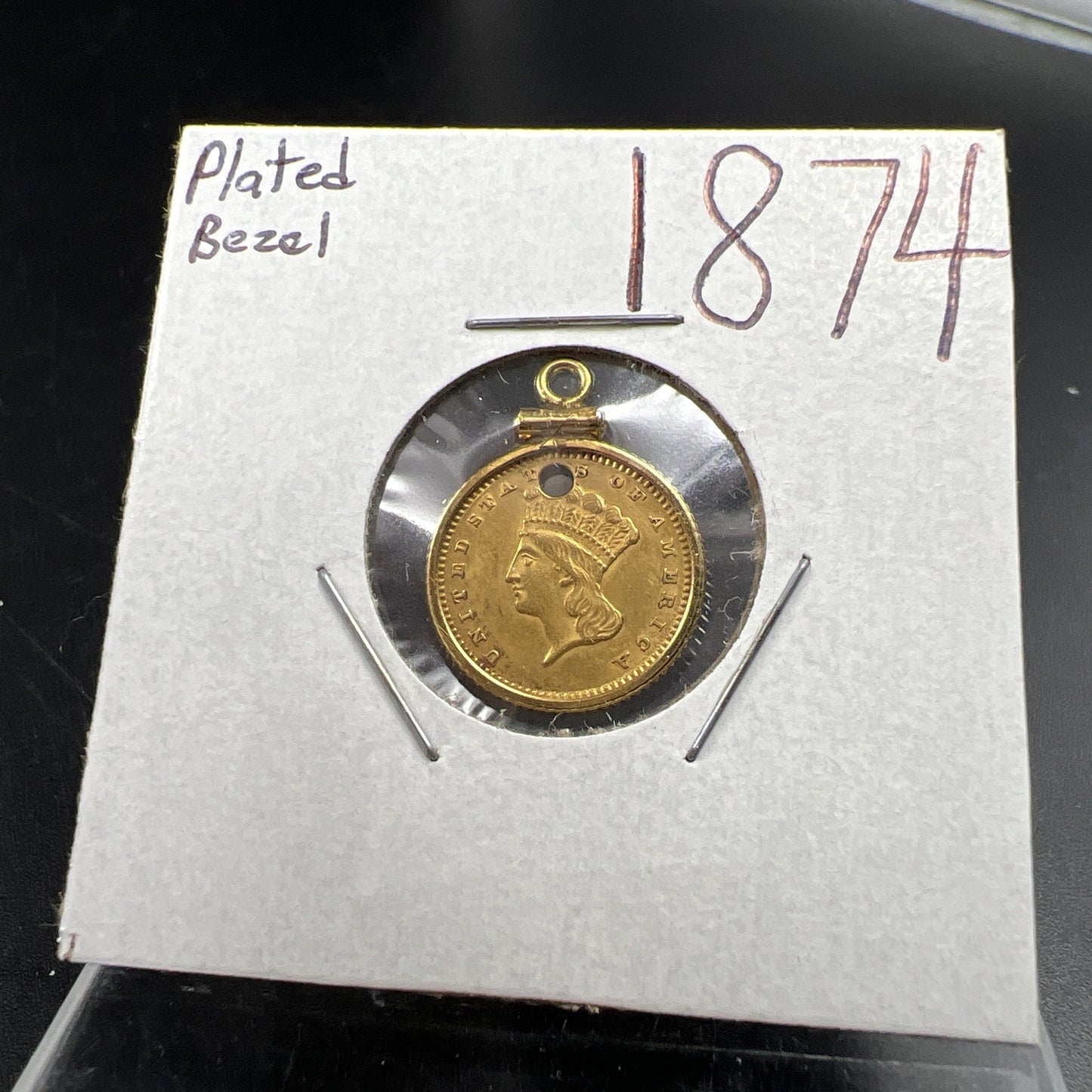 1874 G$1 Gold $1 Princess Head Dollar Coin AU Details Damaged Jewelry SKU#B