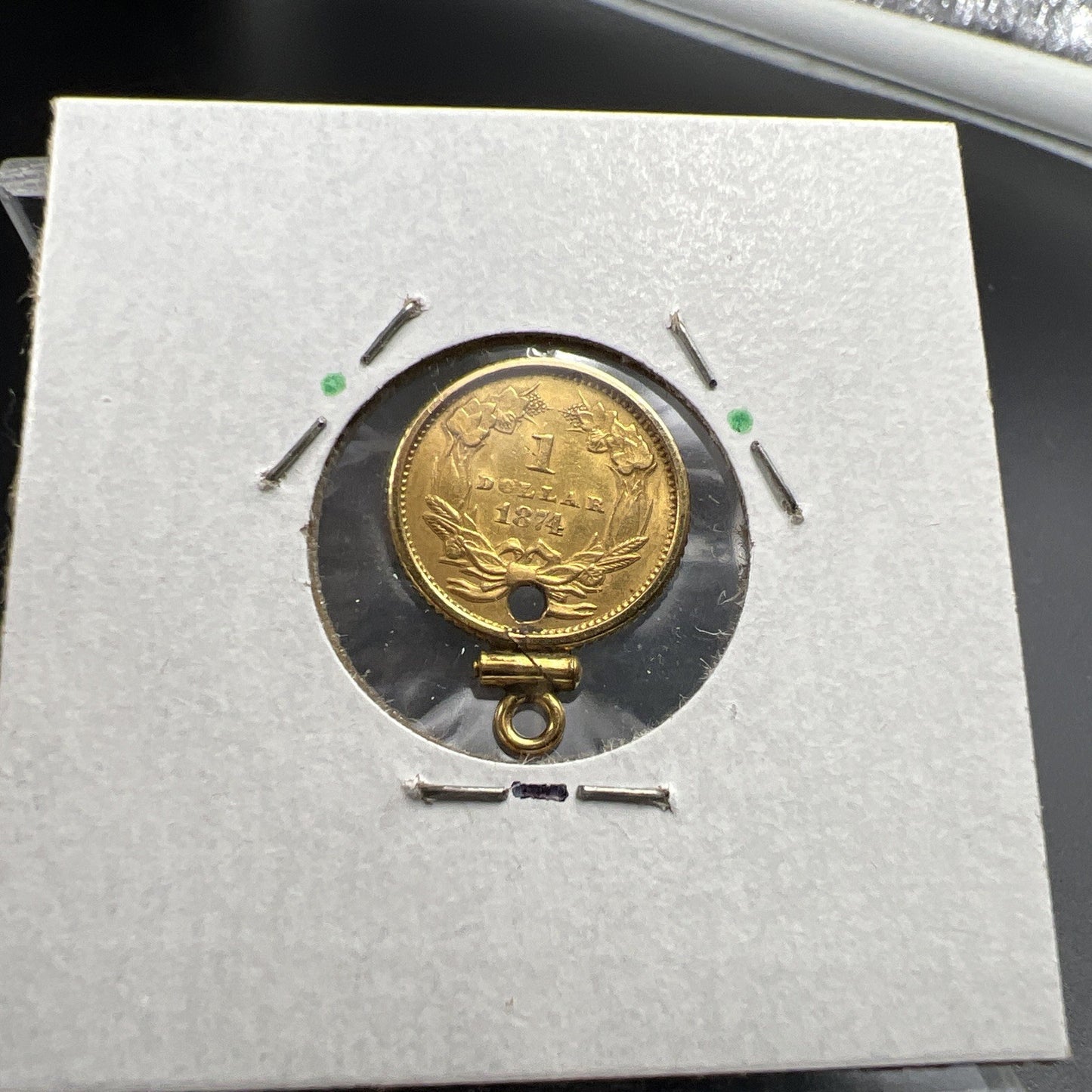 1874 G$1 Gold $1 Princess Head Dollar Coin AU Details Damaged Jewelry SKU#B