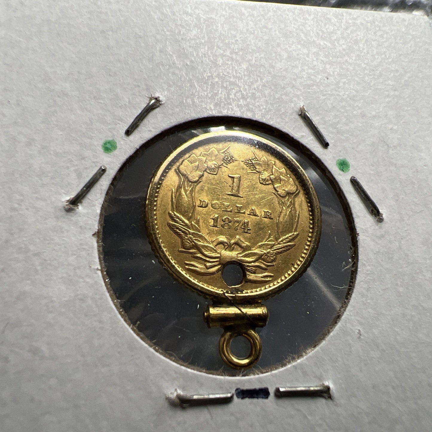 1874 G$1 Gold $1 Princess Head Dollar Coin AU Details Damaged Jewelry SKU#B