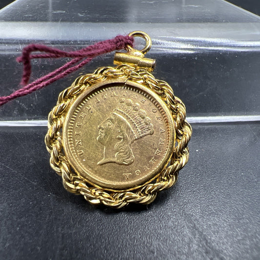 1856 G$1 Gold $1 Princess Head Dollar Coin AU Details Damaged Jewelry