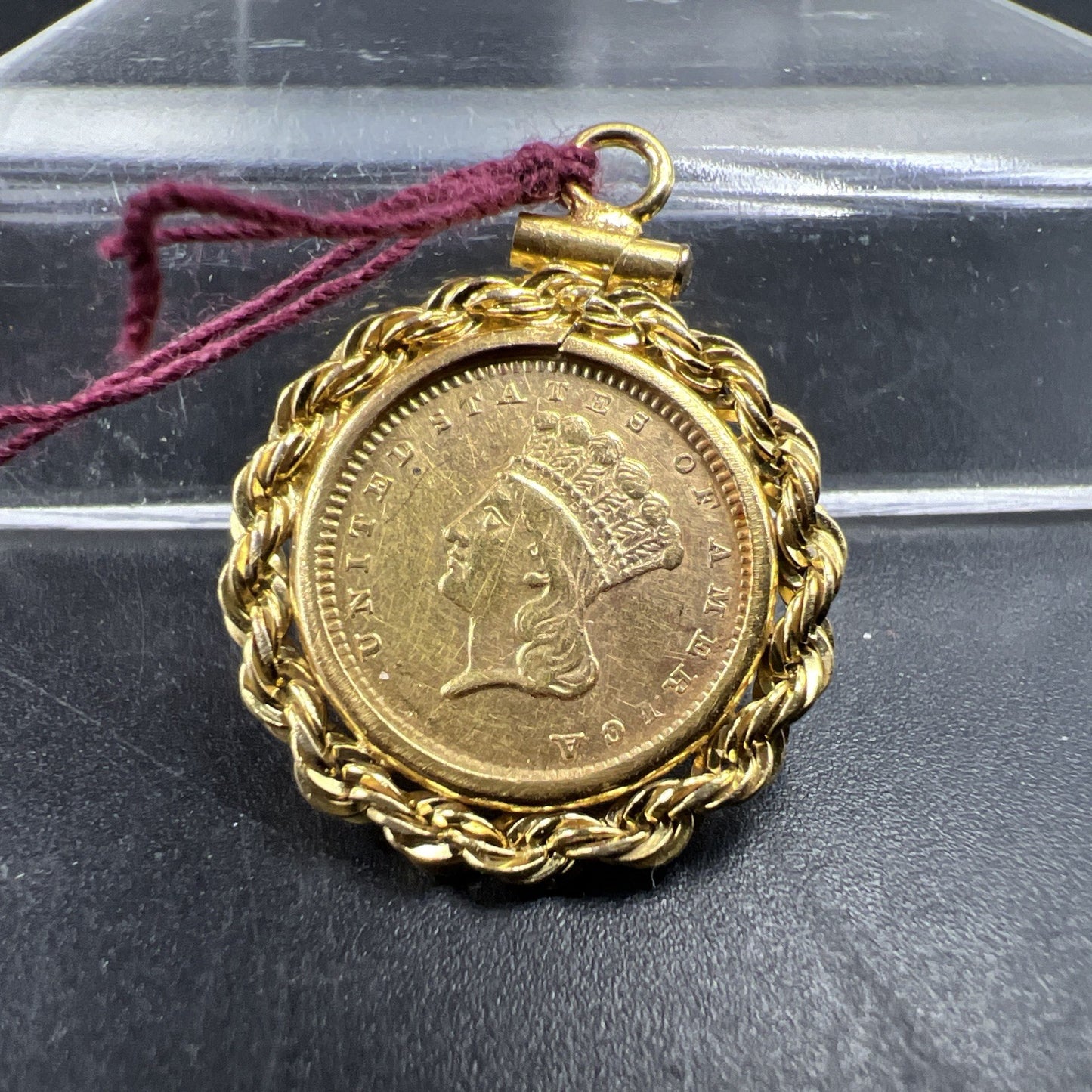 1856 G$1 Gold $1 Princess Head Dollar Coin AU Details Damaged Jewelry