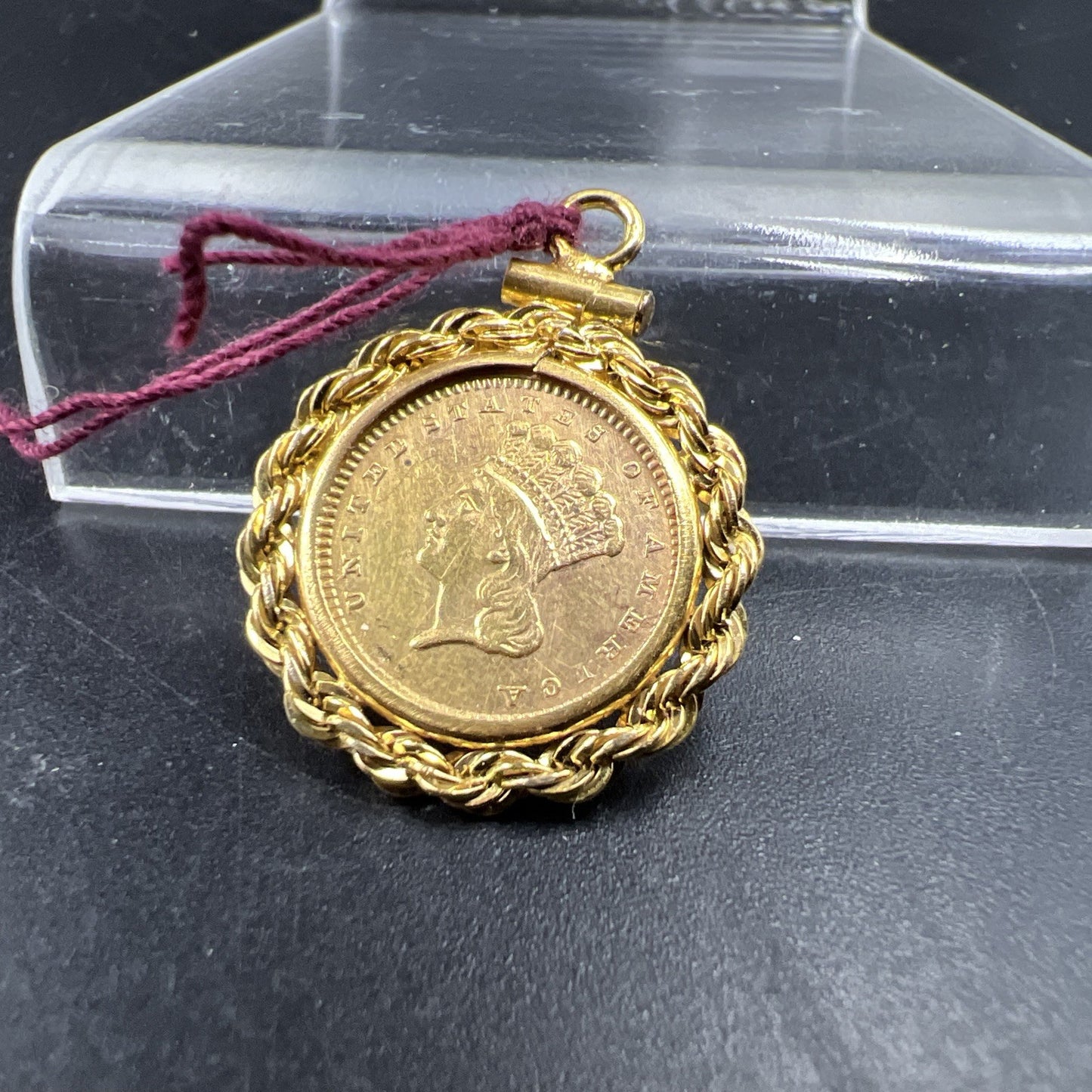 1856 G$1 Gold $1 Princess Head Dollar Coin AU Details Damaged Jewelry
