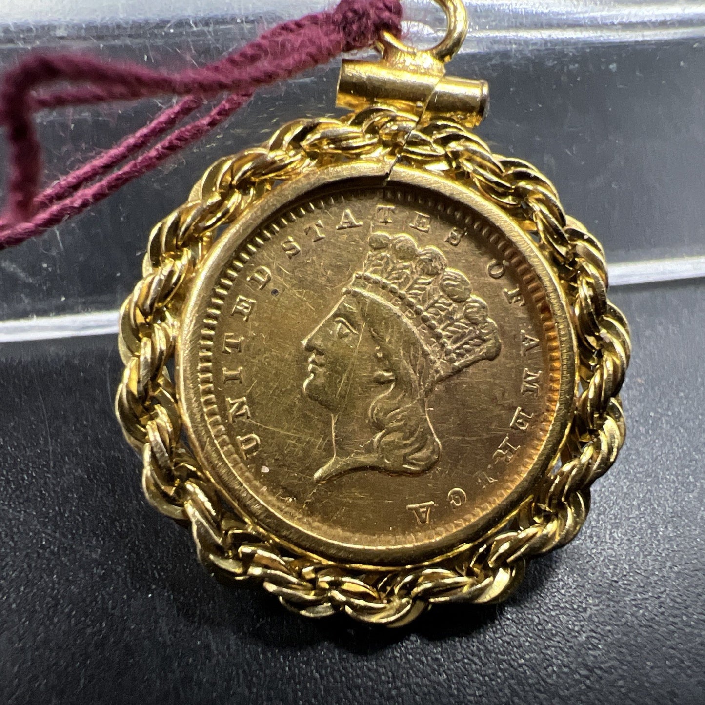 1856 G$1 Gold $1 Princess Head Dollar Coin AU Details Damaged Jewelry