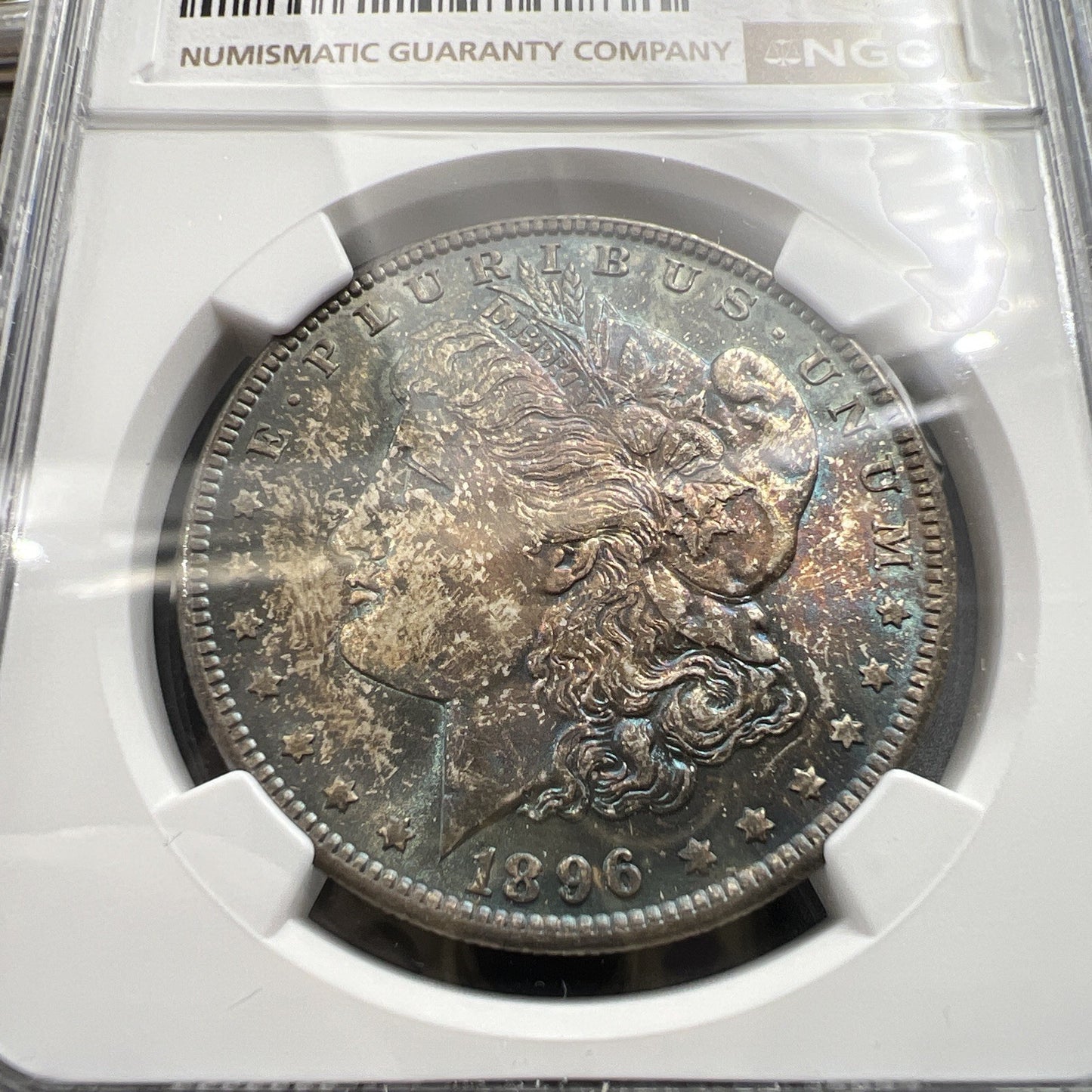 1896 $1 Morgan Silver Dollar Coin Choice BU MS64 Certified NGC PQ Toning Obverse