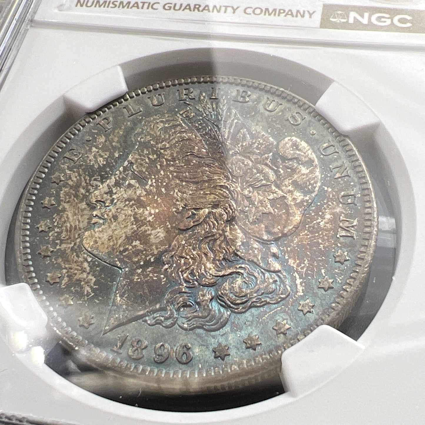 1896 $1 Morgan Silver Dollar Coin Choice BU MS64 Certified NGC PQ Toning Obverse