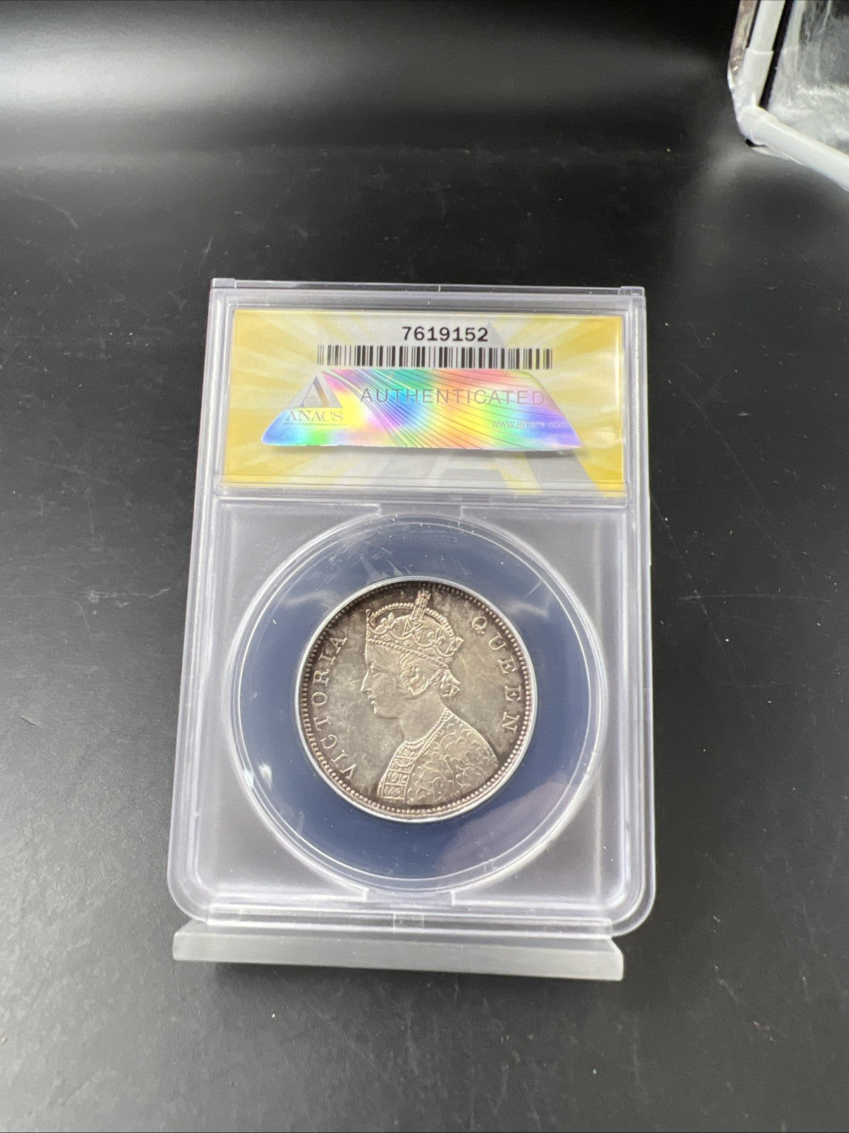 1862 India One Rupee 1R Silver Coin BU UNC ANACS MS62 0/3 Dot Variety