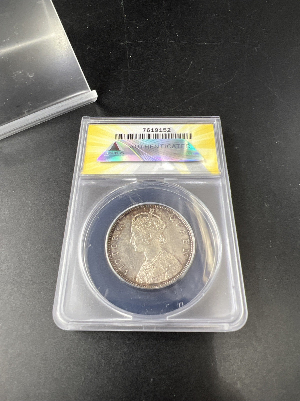 1862 India One Rupee 1R Silver Coin BU UNC ANACS MS62 0/3 Dot Variety