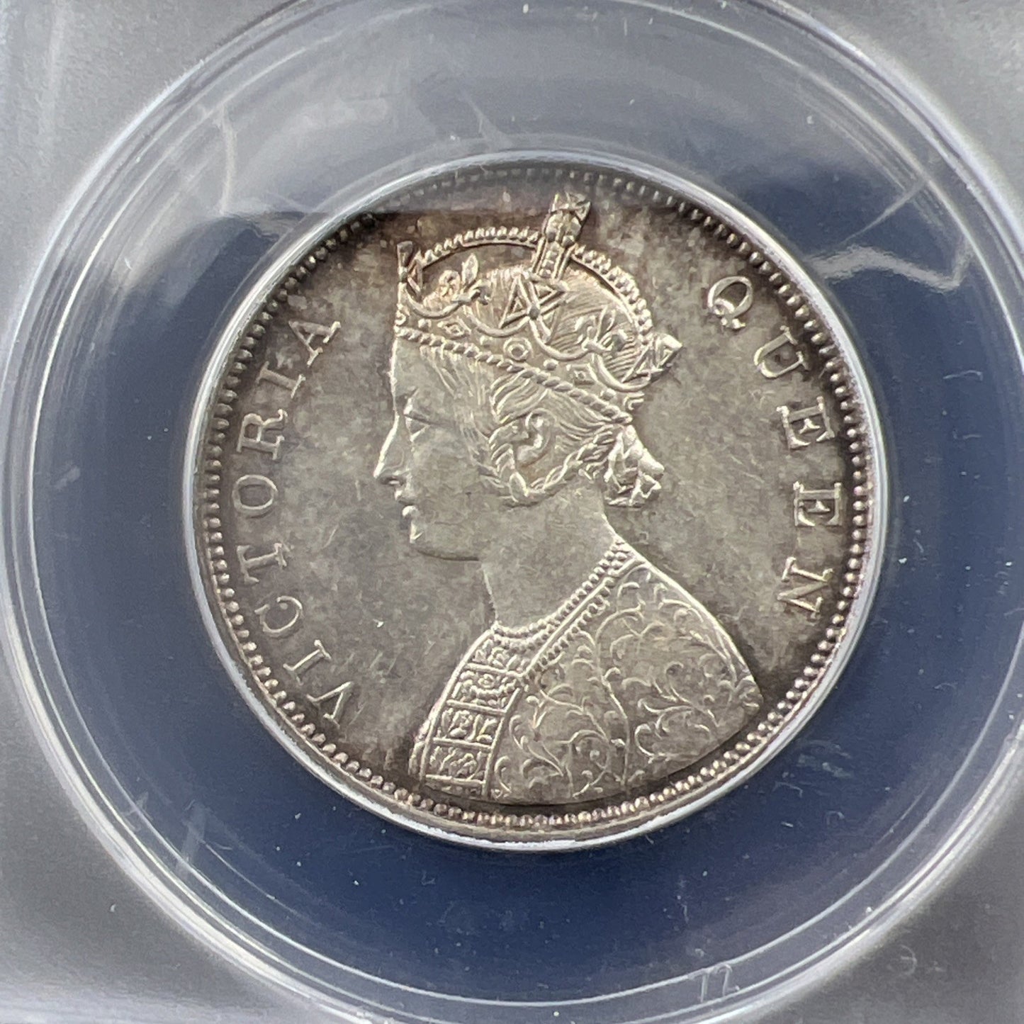 1862 India One Rupee 1R Silver Coin BU UNC ANACS MS62 0/3 Dot Variety