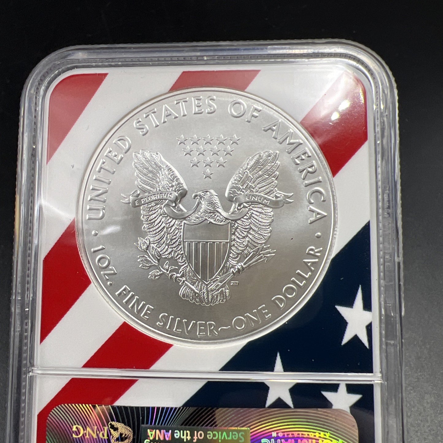 2018 ASE American Silver Eagle Coin NGC MS70 USA Flag Label #466