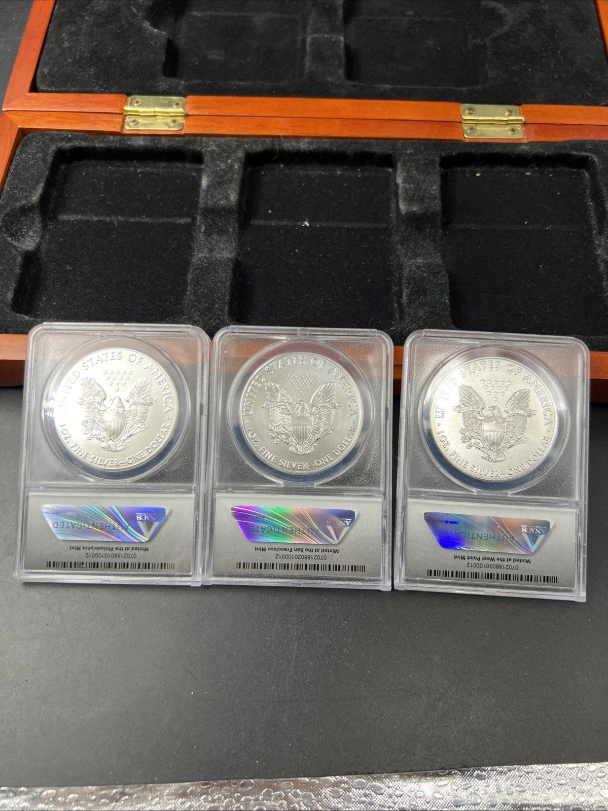 3 Coin 2017 W S P ASE Mint Mark Set 1 oz American Silver Eagle Coins ANACS MS70