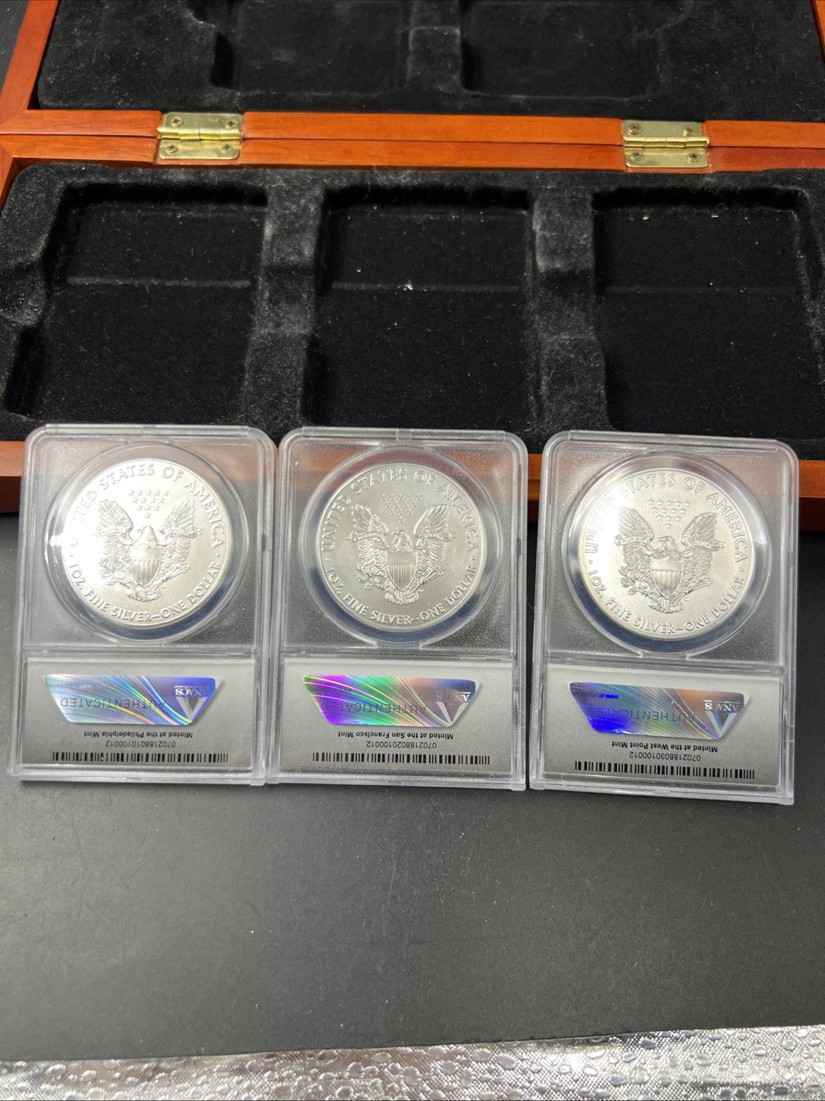 3 Coin 2017 W S P ASE Mint Mark Set 1 oz American Silver Eagle Coins ANACS MS70