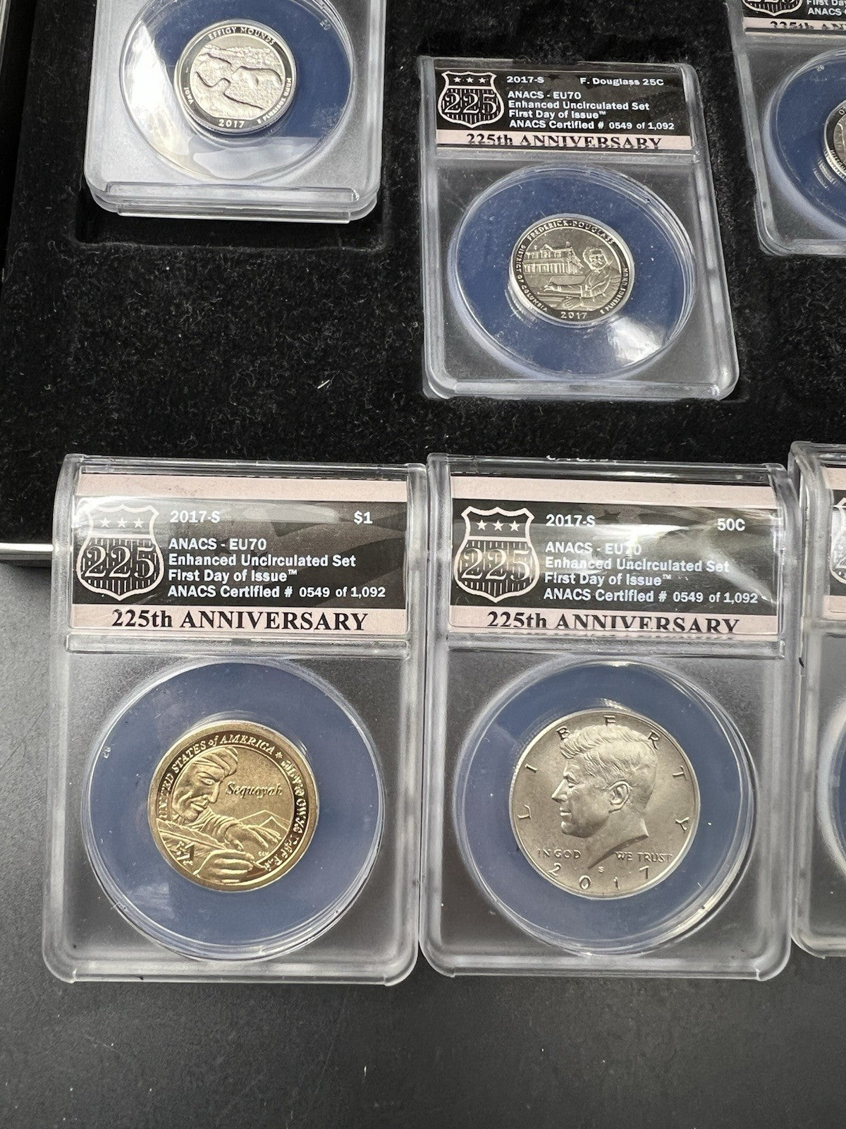 Complete 10 Coin 2017 S Enhanced Uncirculated Set ANACS EU70 FDOI First Day