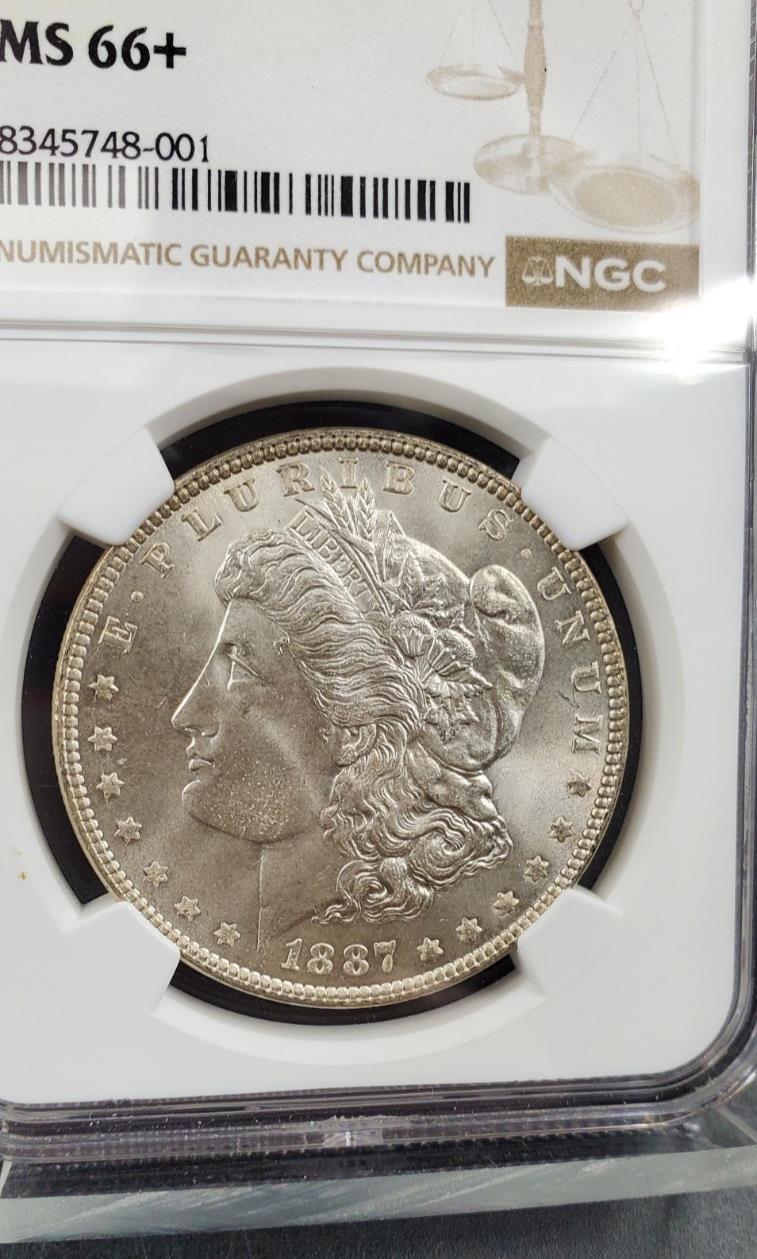 1887 Philadelphia Mint $1 Morgan Silver Dollar Coin NGC MS66+ Plus Gem BU