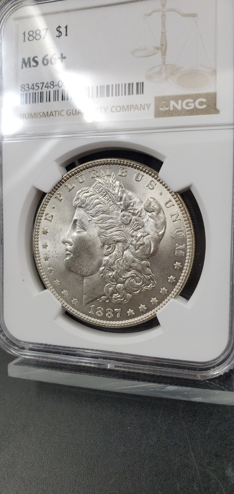 1887 Philadelphia Mint $1 Morgan Silver Dollar Coin NGC MS66+ Plus Gem BU